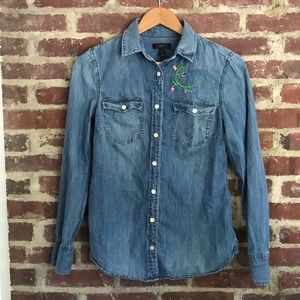 J. Crew denim embroidered shirt